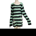 PTKPCC Women's Punk Gothic Oversized Striped Hollow Knit Sweater Knit Pullover Sweater P3 Bohe Green One Size
