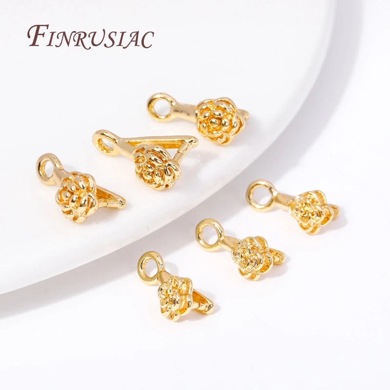 18K Gold Plated Brass Flower Clamp Bail Hooks – DIY Earring Findings Jewelry Findings P3