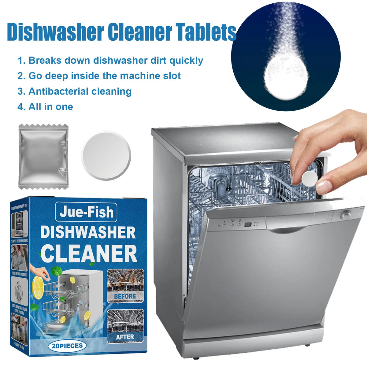Dishwasher Cleaner Tablets Lemon Eco-Friendly | 20–100 Pack Dishwasher Cleaner Tablets P3