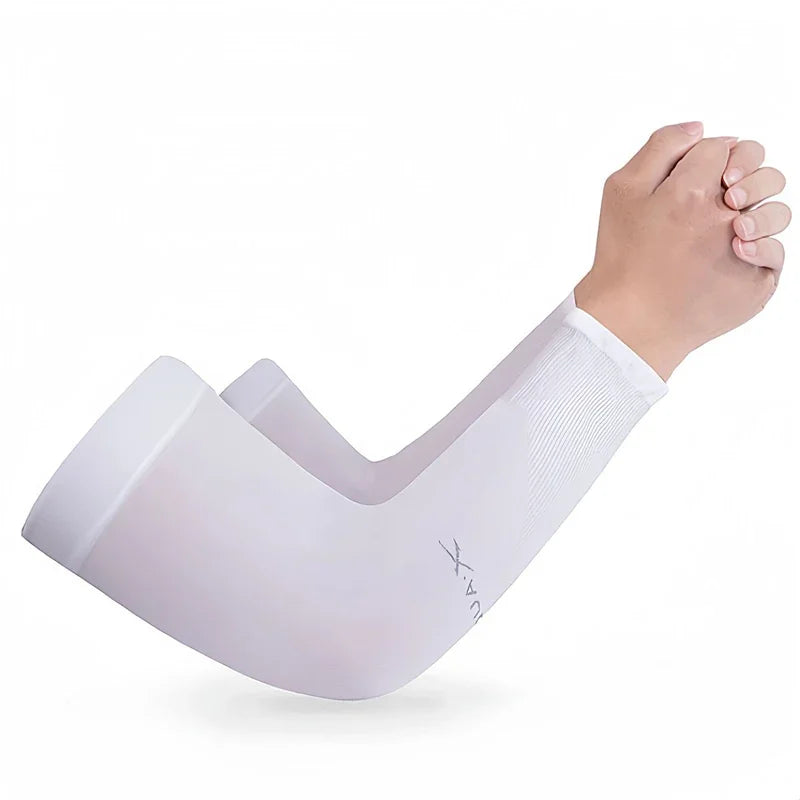 UPF 50+ Ice Silk UV Arm Sleeves – Unisex Sun Protection UV Arm Sleeves P3 White