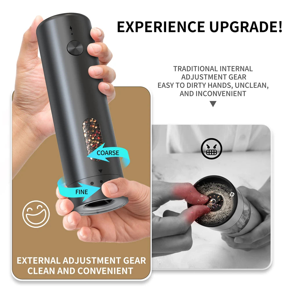 CLITON USB Rechargeable Automatic Salt & Pepper Grinder Set Electric Spice Grinder P3