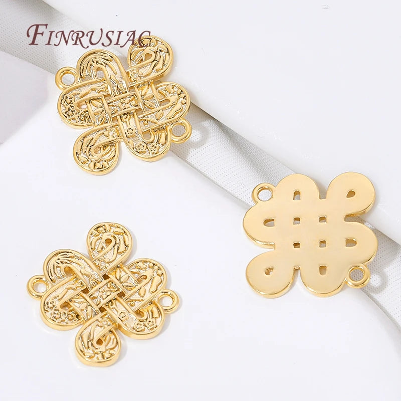 18K Gold Plated Chinese Knot 2-Hole Connector | DIY Jewelry Findings Jewelry Connector Finding P3