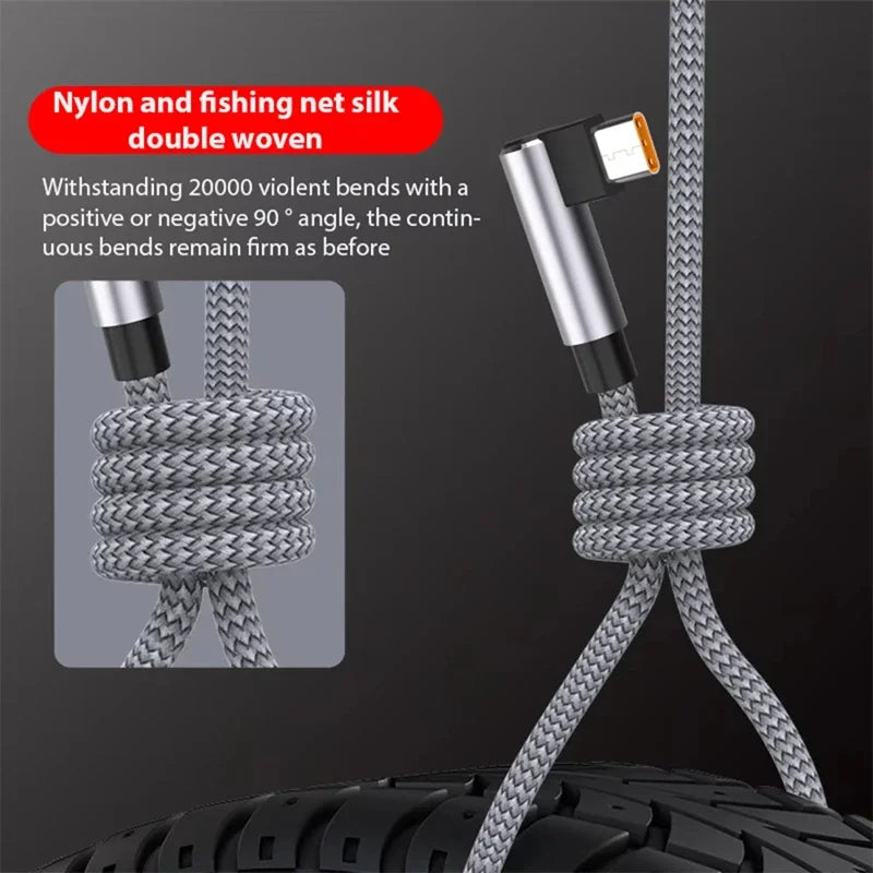 6A Right-Angle USB-C Fast Charge Cable | 1m–8m Braided USB-C Charging Cable P3