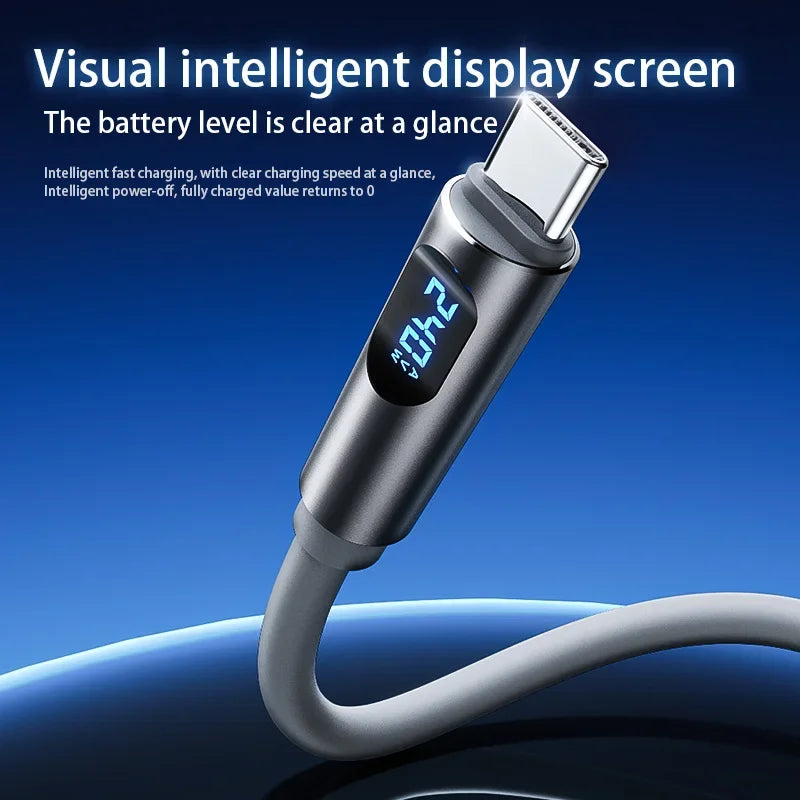 240W USB-C to USB-C Fast Charging Cable | Digital Display USB-C Charging Cable P3