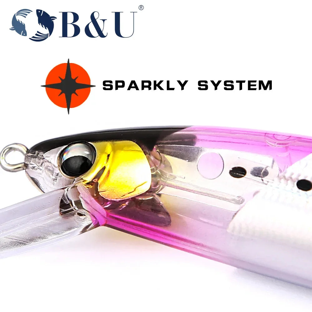 B&U Heavy Sinking Minnow Jerkbait – Saltwater Sea Bass Lure Sinking Minnow Lure P3