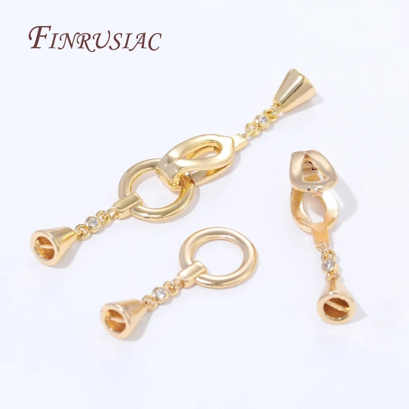 14K Gold Plated Brass Pearl Clasp & Necklace Connector Findings Jewelry Clasp Findings P3