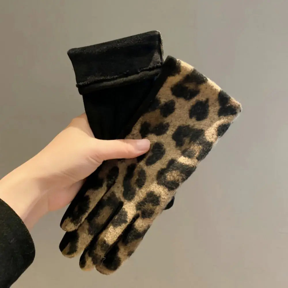 Women's Leopard Print Cashmere Winter Gloves | Touchscreen Winter Gloves P3