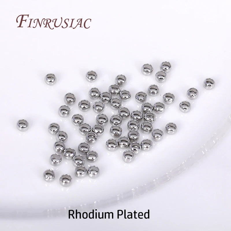 14K/18K Gold Plated Round Crimp Beads 2mm 2.5mm 3mm | DIY Jewelry Findings P3 Rhodium Plated 2.5mm-100pcs