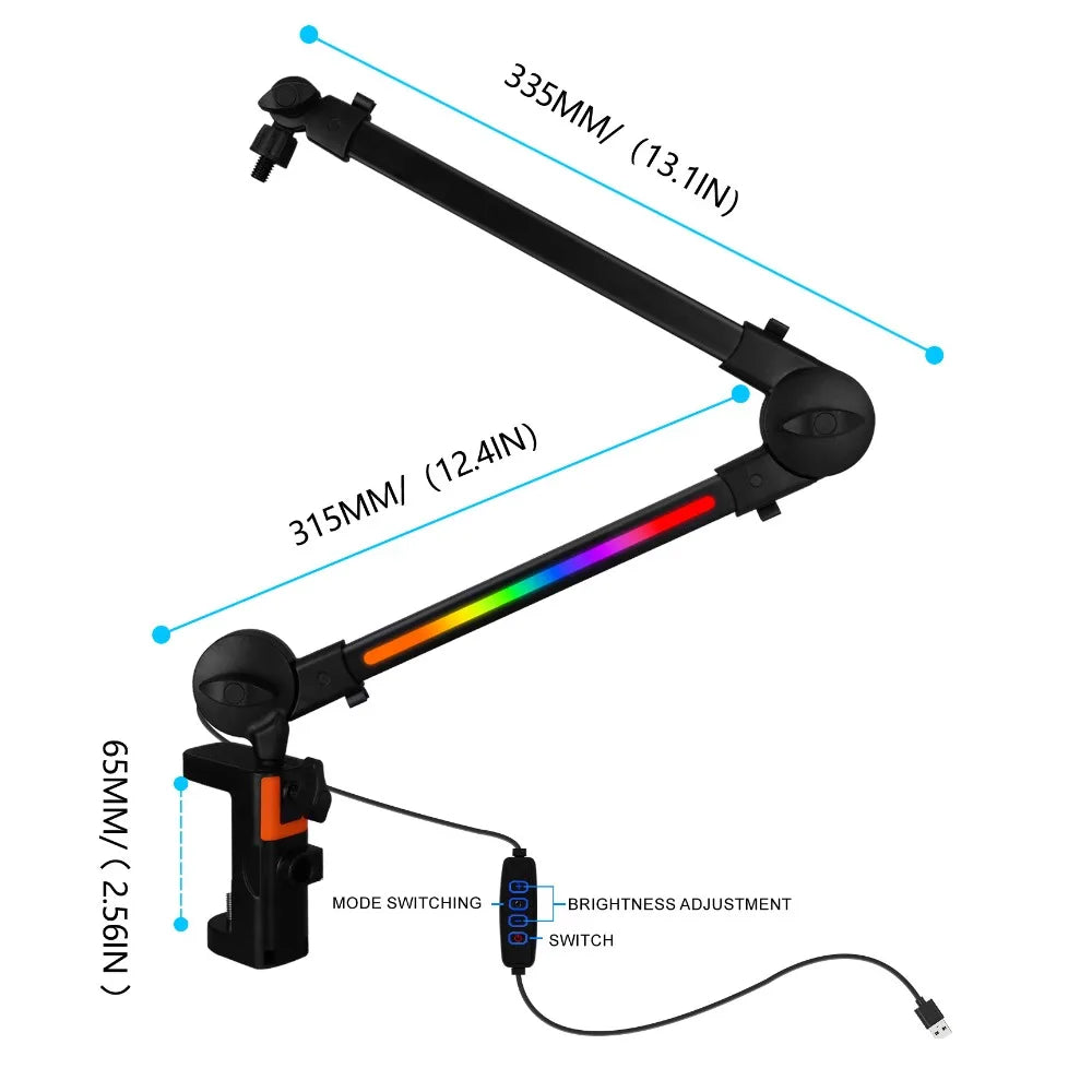 360° Desk Microphone Boom Arm Stand – Gaming & Studio Microphone Boom Arm P3 RGB
