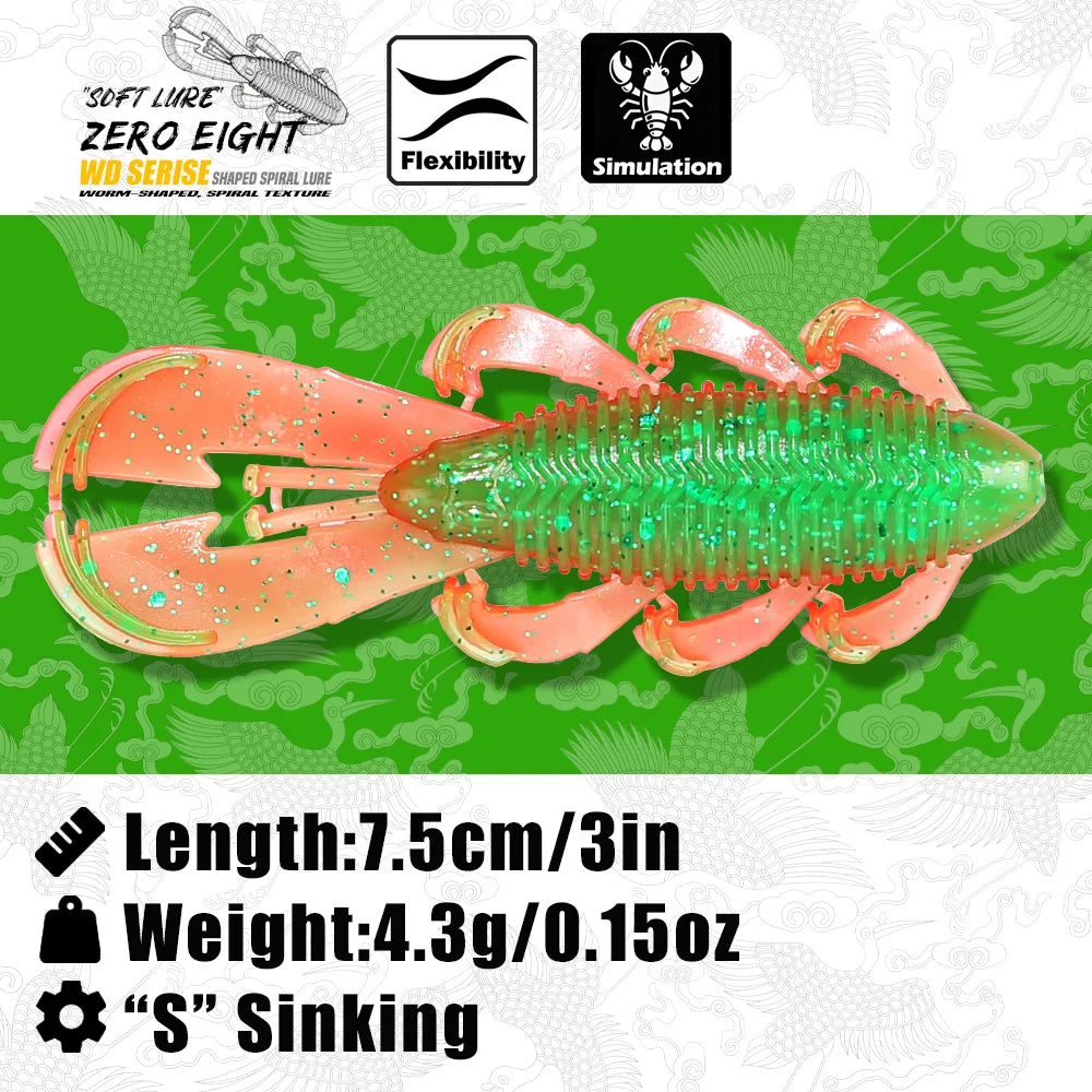 B&U Crawfish Soft Lures – Glitter Baits for Bass & Pike Soft Fishing Lure P3