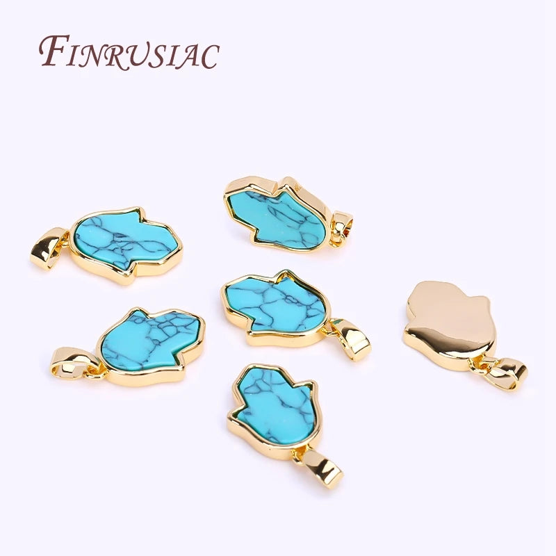 18K Gold Plated Turquoise Geometry Pendant Charms | DIY Necklace Pendant Charm P3