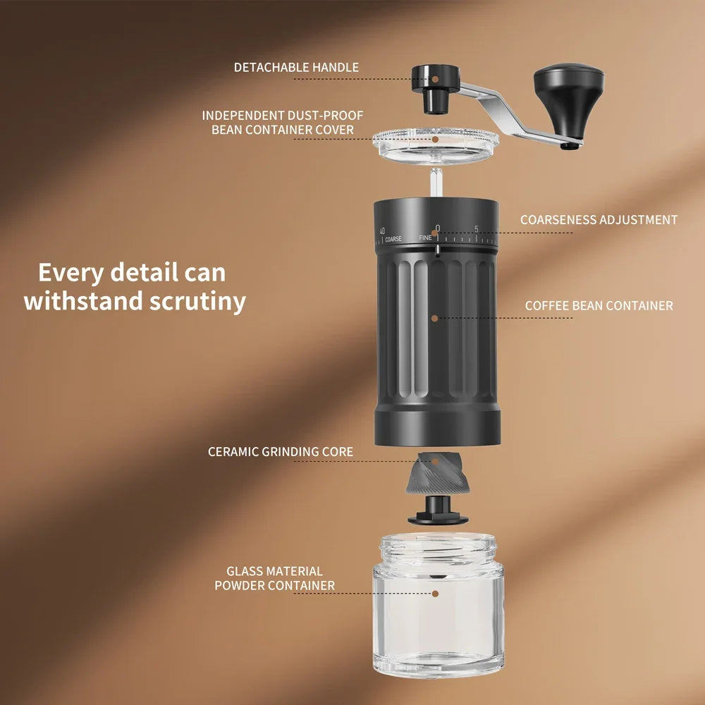 Manual Coffee Grinder – 40-Gear Ceramic Burr Mill | Black Manual Coffee Grinder P3