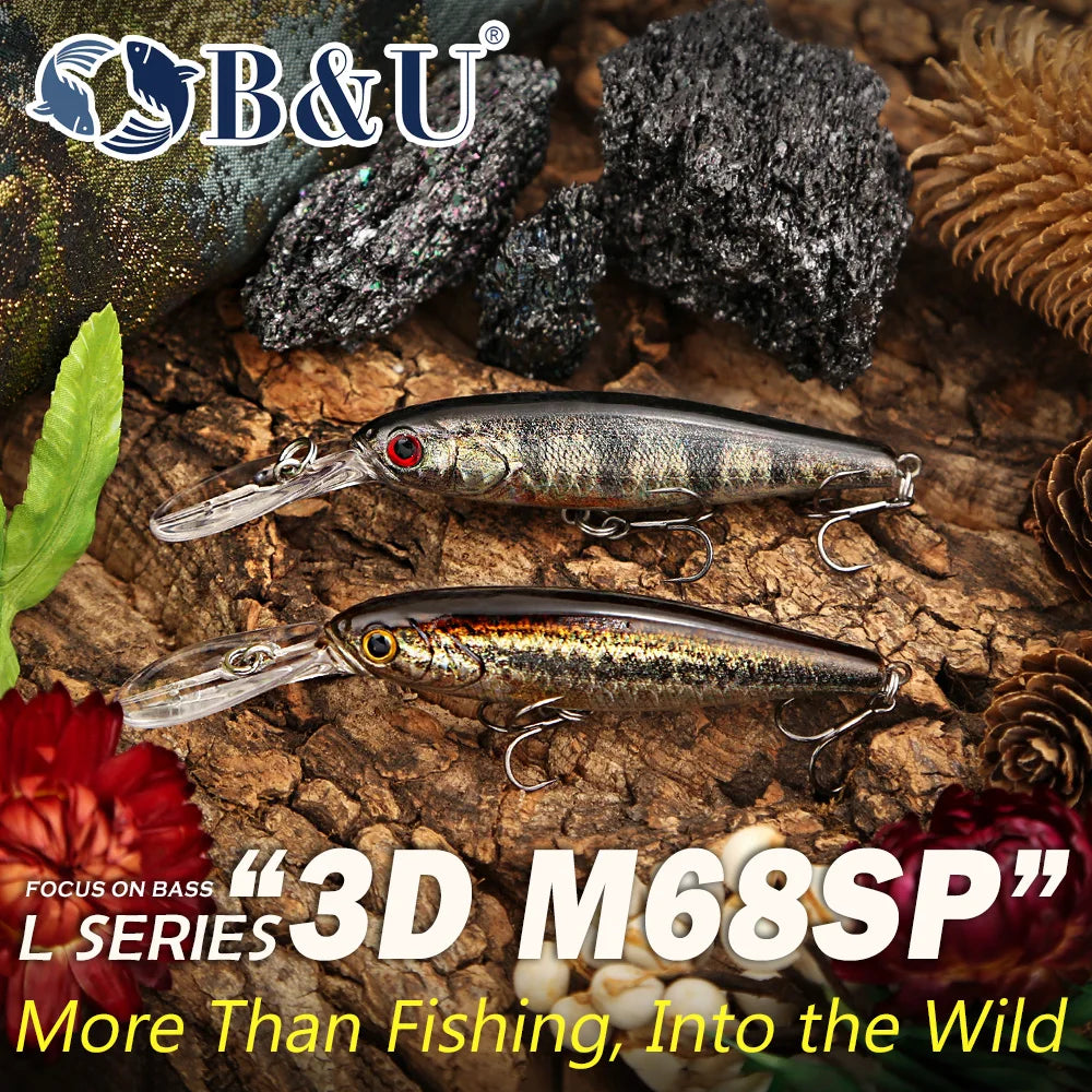 B&U 68mm Suspending Minnow Lure Set – Pike Bass Jerkbait Fishing Lure Set P3