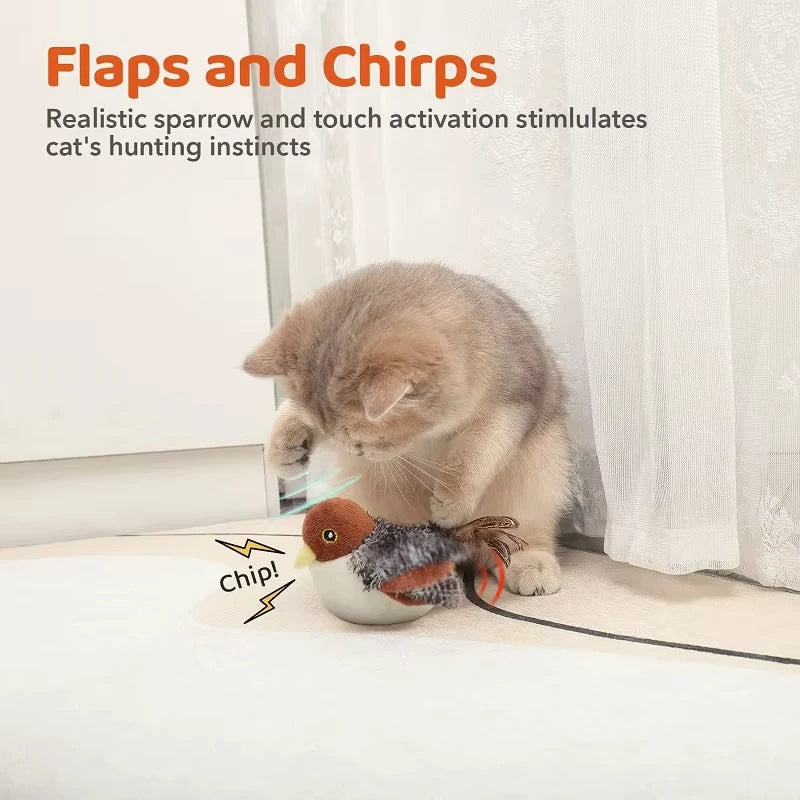 Interactive Flying Bird Cat Toy – Chirping Flapping Sparrow Interactive Cat Toy P3