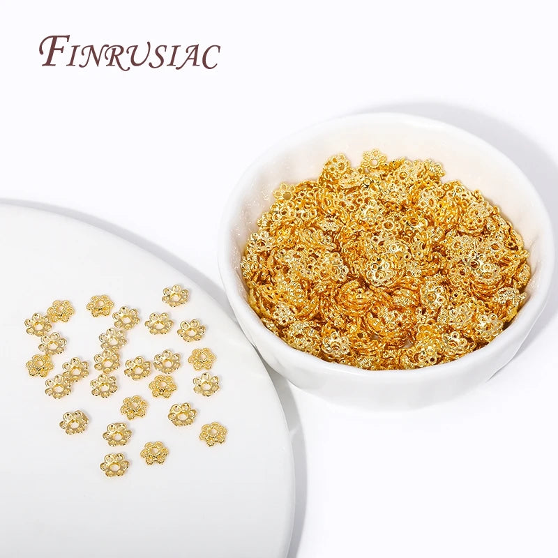 18K Gold Plated Flower Bead Caps – Brass Filigree DIY Jewelry Jewelry Bead Caps P3