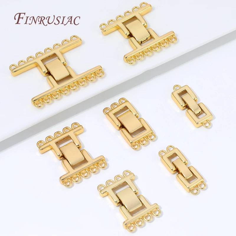 18K Gold Plated Multi-Strand Rectangle Bracelet Clasp DIY Jewelry Clasp Connector P3