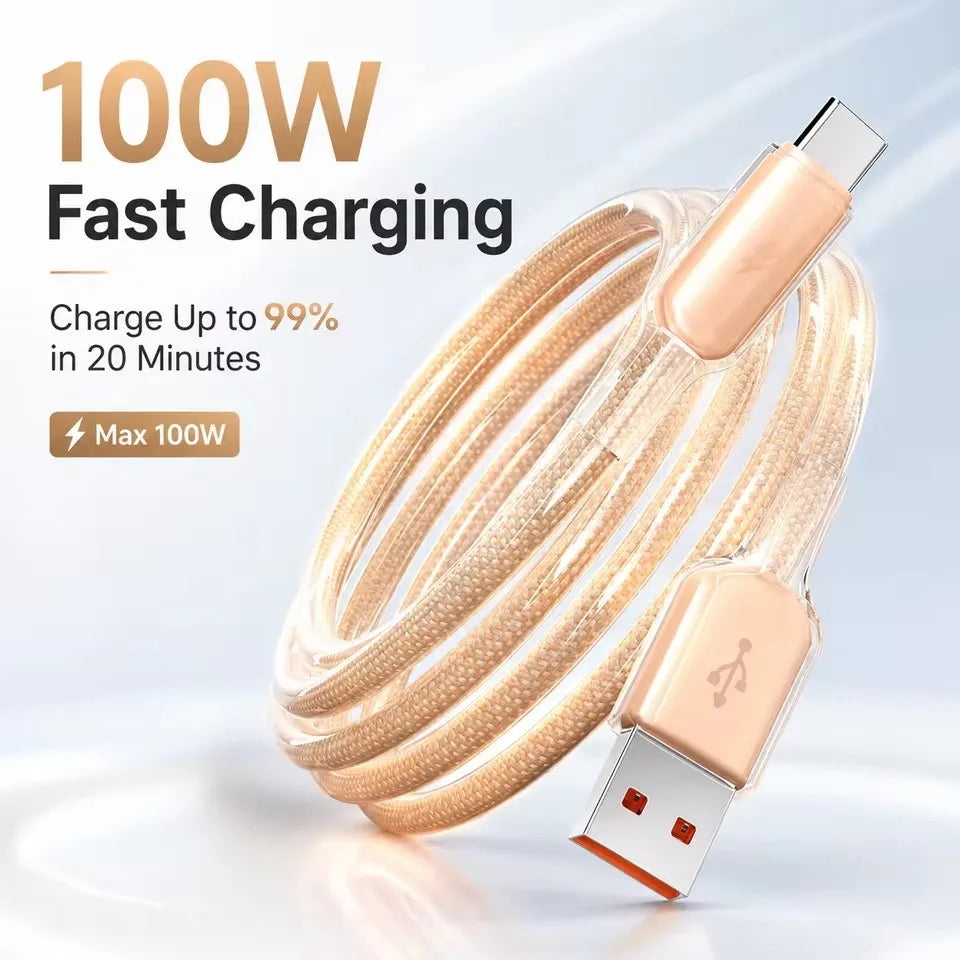 100W USB-C Fast Charging Braided Cable 6A | USB-A & Type-C USB Charging Cable P3