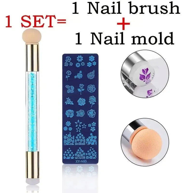 Nail Stamping Plates Set – Silicone Stamper & Stencils Nail Art Stamping Set P3