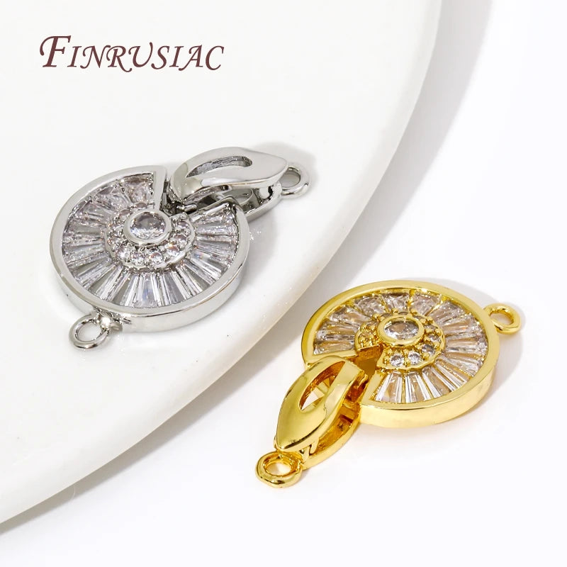 18K Gold Plated Brass Zircon Round Clasp for DIY Jewelry Jewelry Clasp Connector P3