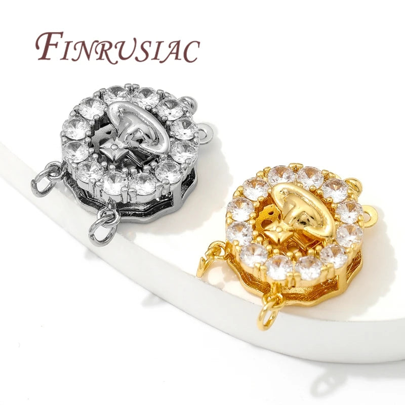 18K Gold Plated Zircon Round Clasps – DIY Bracelet Findings Jewelry Clasp Findings P3
