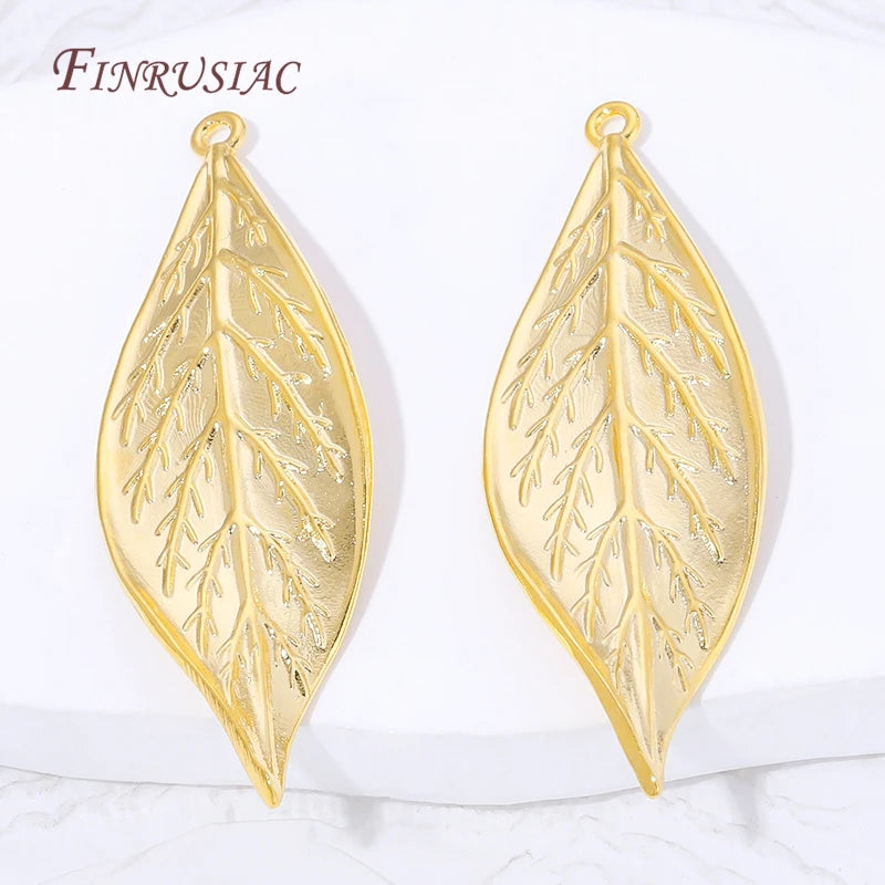 18K Gold Plated Brass Leaf Charm Connectors | DIY Jewelry Jewelry Charm Connectors P3