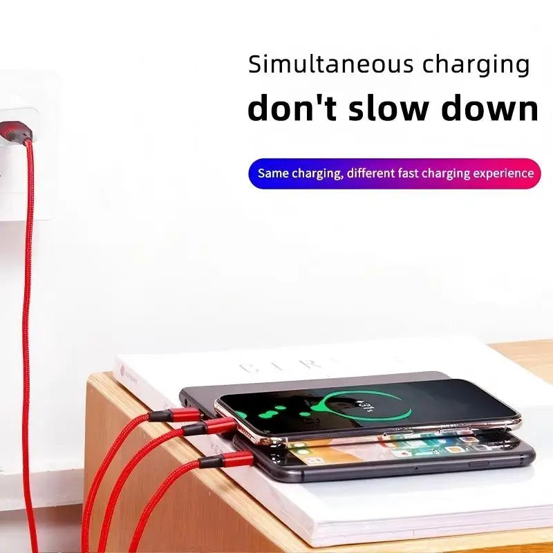 3-in-1 Fast Charging Cable 1.2M – USB-C Micro Lightning USB Charging Cable P3