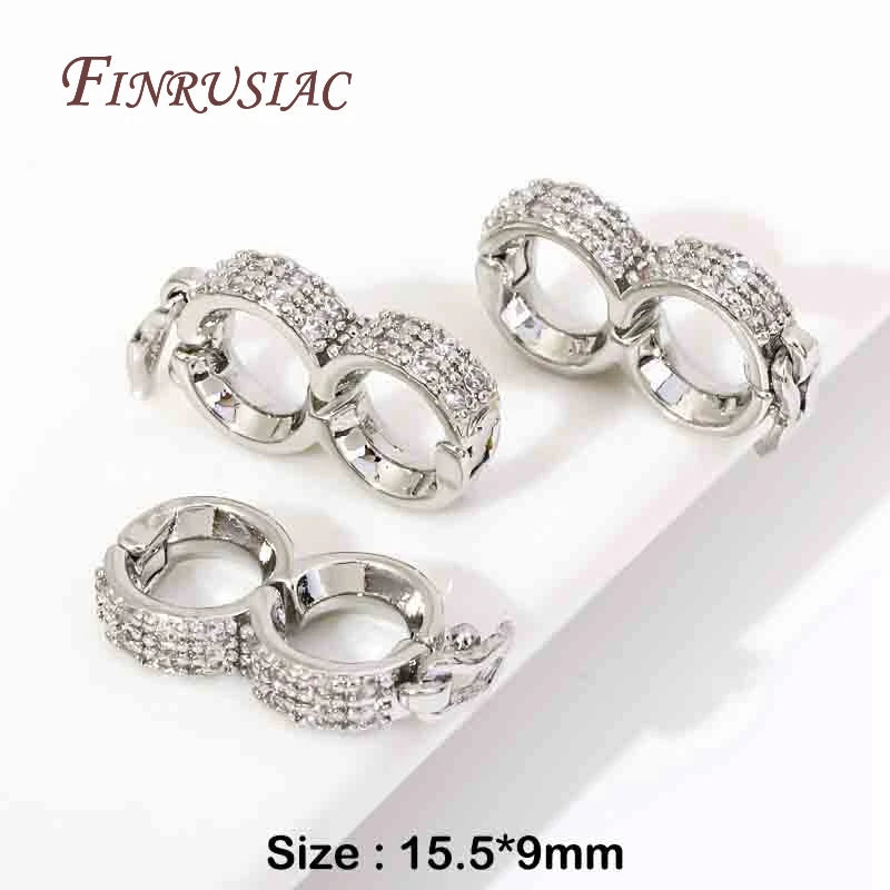 18K Gold Plated Pearl Enhancer Clasp – Zircon Necklace Shortener Jewelry Clasp Connector P3 Rhodium Plated 2 Pieces