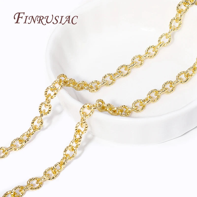 18K Gold Plated Textured Cable O-Chain 4.7x6mm Spool | DIY Jewelry Jewelry Making Chain P3
