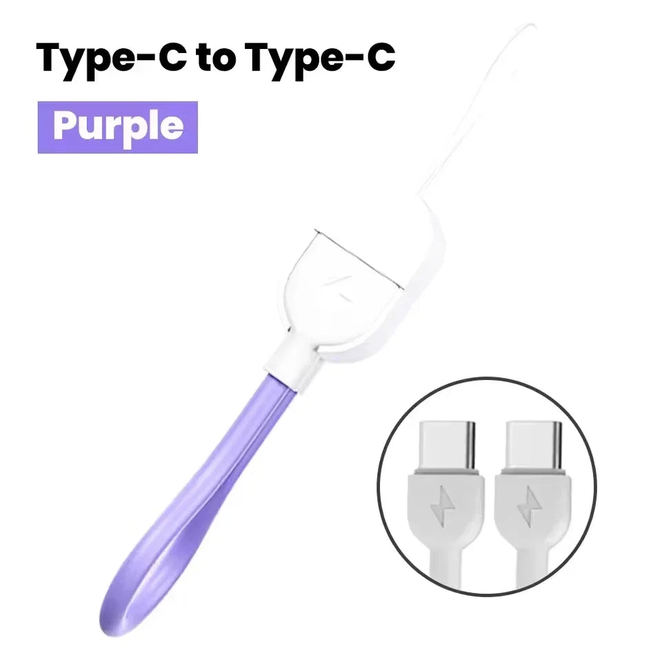 17cm USB-C Keychain Cable – PD 60W Fast Charging, 3A USB-C Charging Cable P3 PURPLE