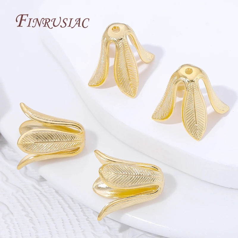 18K Gold Plated Leaf Flower Bead Caps – DIY Jewelry Findings Jewelry Findings P3