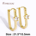 18K Gold Plated Zircon Geometric Hoop Earrings for Women Hoop Earrings P3 18K real gold plated 3 Pairs