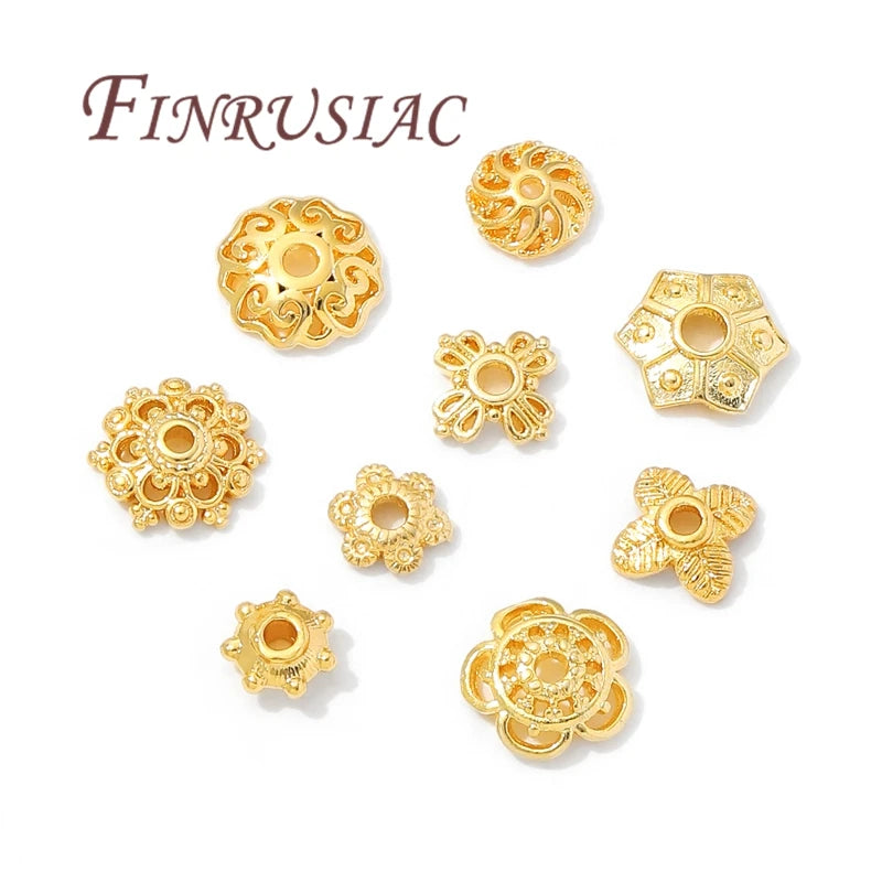 18K Gold Plated Bead End Caps – DIY Jewelry Spacer Findings Bead Caps Findings P3