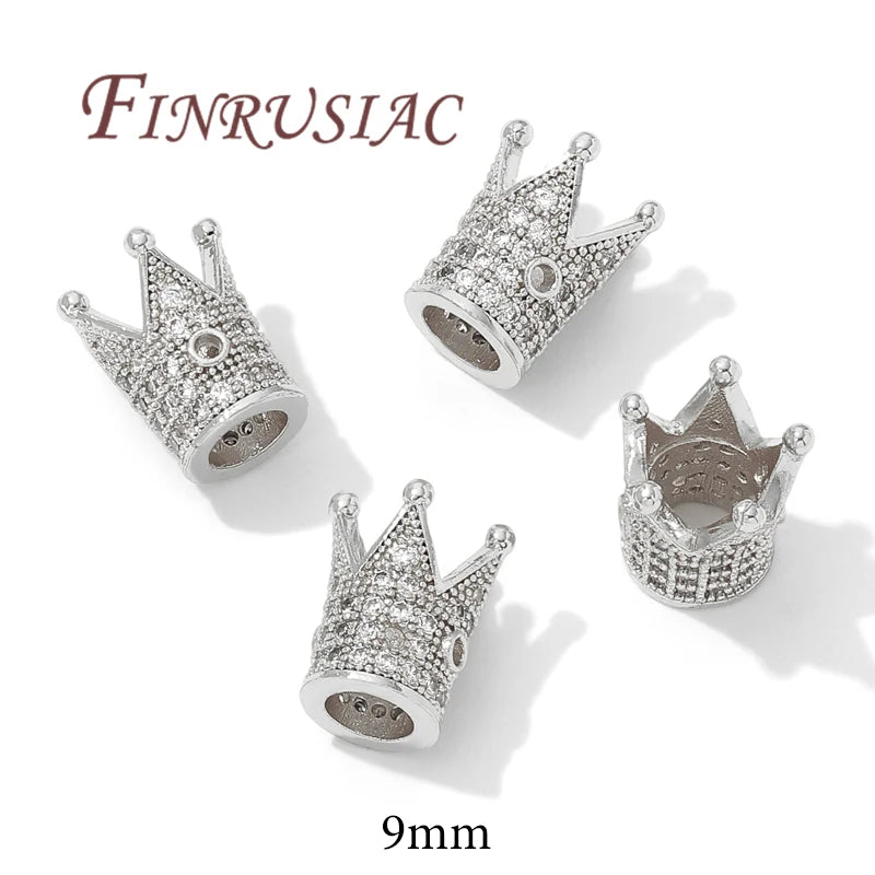 18K Gold Plated 9mm Crown Spacer Beads | DIY Jewelry Making Jewelry Spacer Beads P3 Rhodium Plated 4 pcs