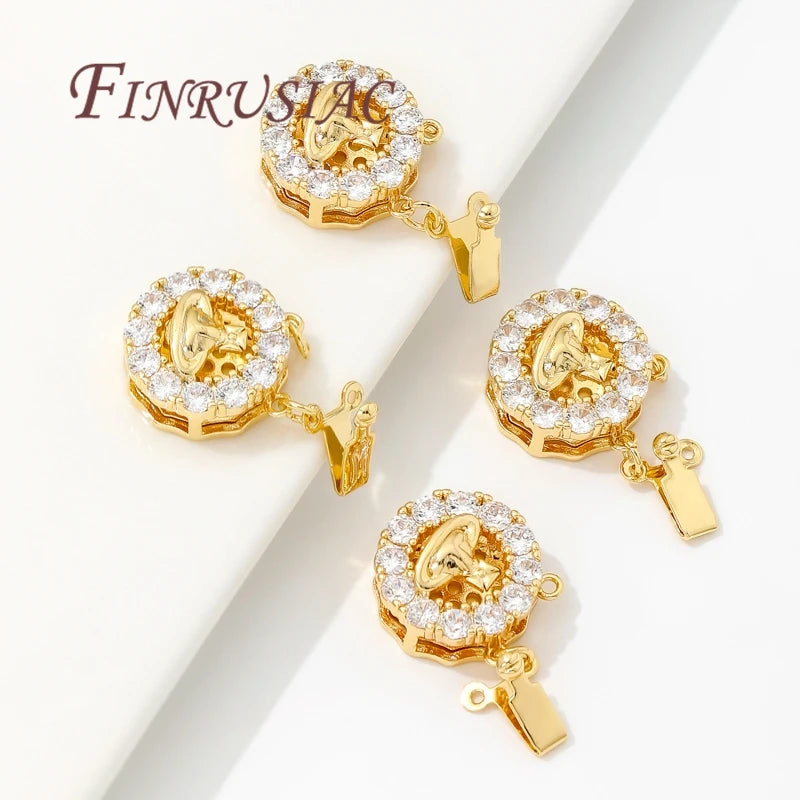18K Gold Plated Zircon Round Clasps – DIY Bracelet Findings Jewelry Clasp Findings P3