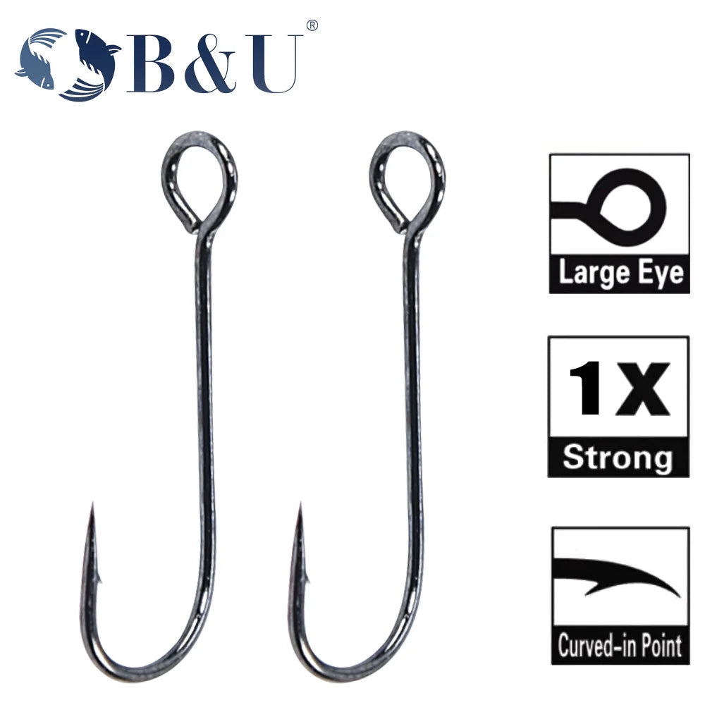 B&U 20pcs Barbed Worm Hooks – High Carbon Steel Fishing Hooks Fishing Hooks P3