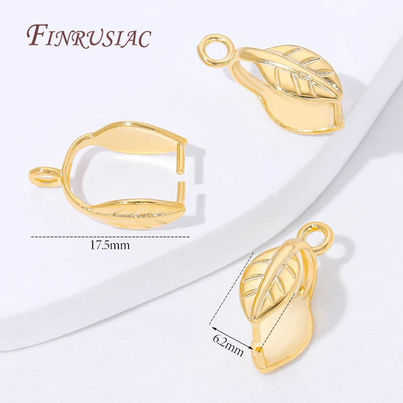 18K Gold Plated Leaf Pinch Bails | DIY Pendant Connectors Jewelry Findings P3 18K Gold Plated 2 pieces