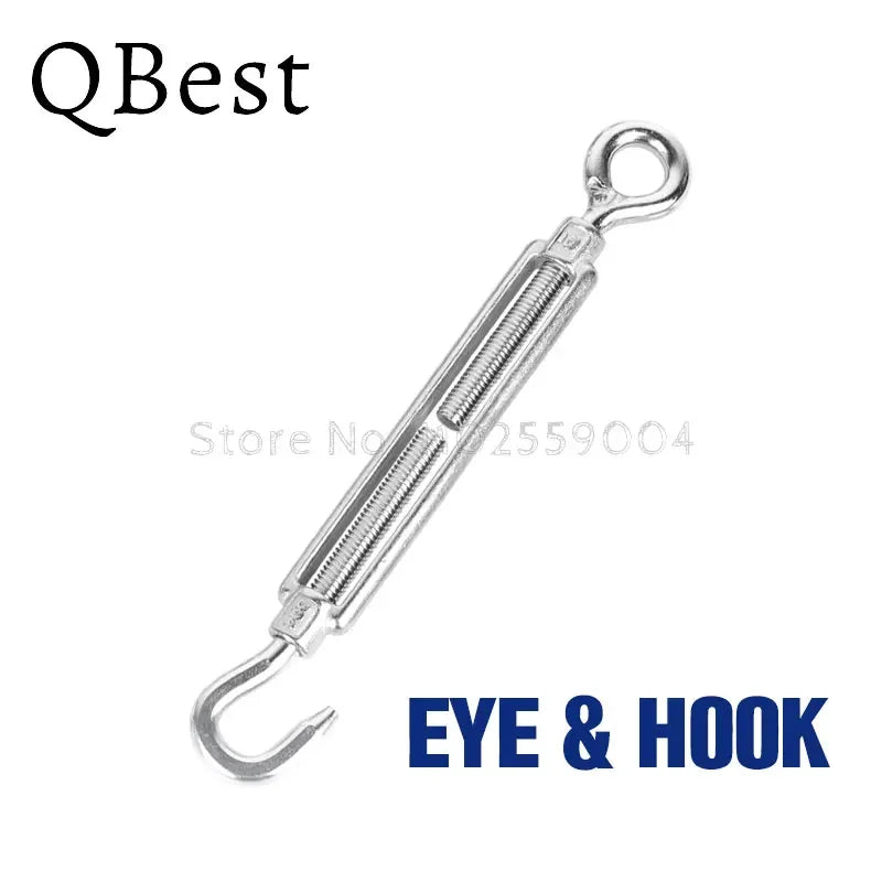 Stainless Steel Turnbuckle Hook & Eye Wire Tensioner M4–M20 Wire Turnbuckle Tensioner P3 M4 Eye and Hook