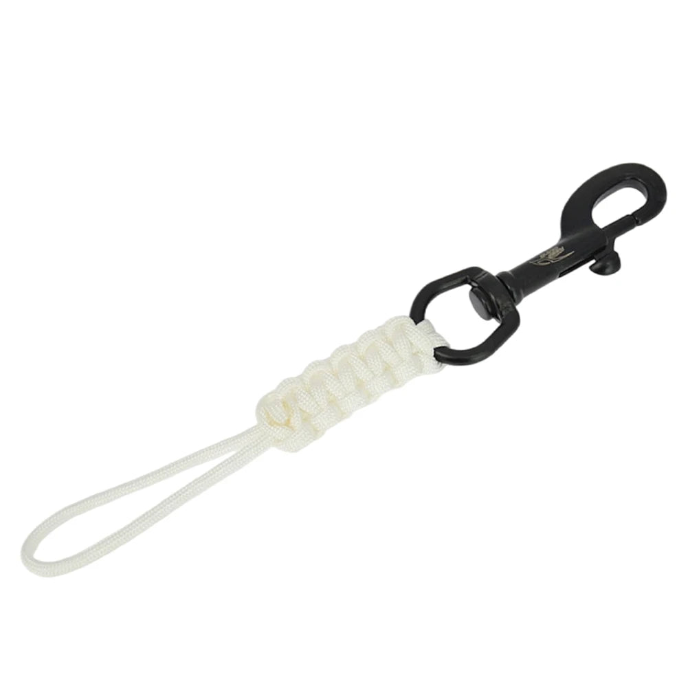 Scuba Diving Swivel Hook Clip – 316 Steel & Braided Lanyard Diving Hook Clip P3 White