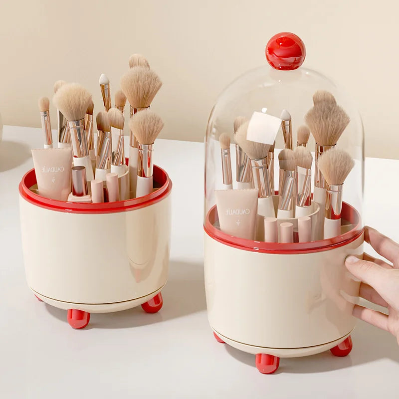 360° Rotating Makeup Brush Holder with Dustproof Lid Makeup Brush Organizer P3