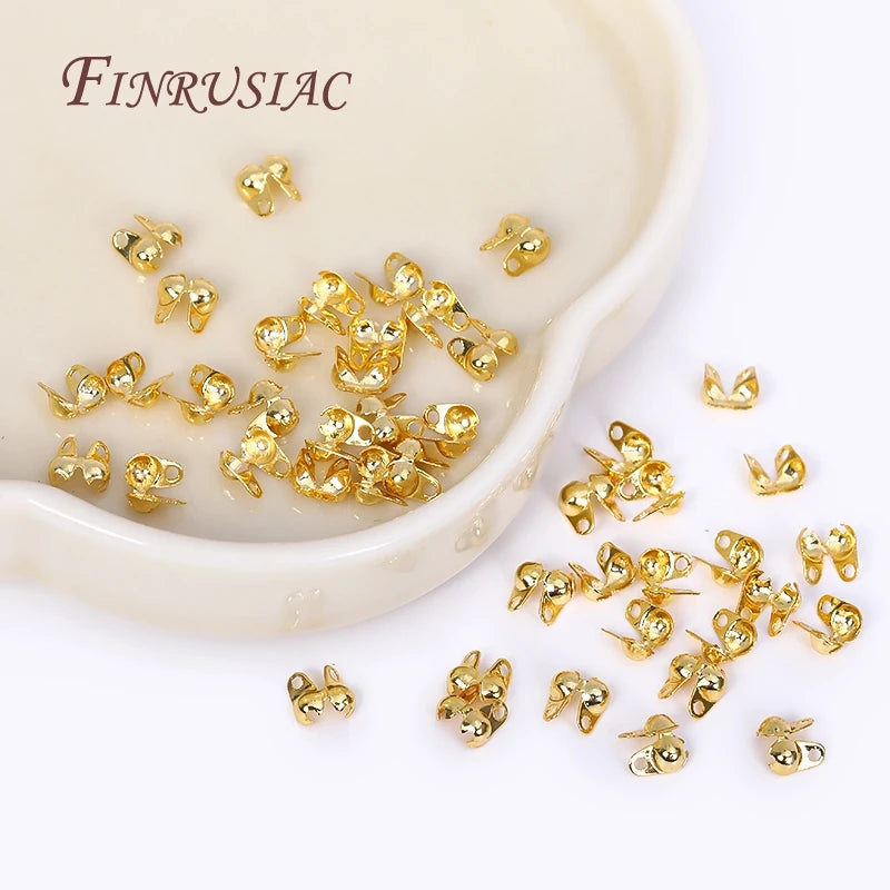 18K Gold Plated Ball Chain End Connectors & Crimp Bead Tips Jewelry Findings P3