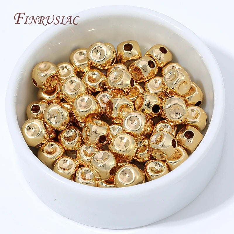 18K Gold Plated Spacer Beads | Brass Crushed Beads 10/20Pcs Jewelry Spacer Beads P3