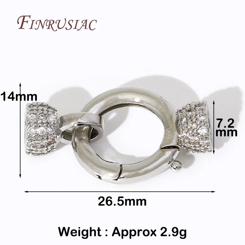 18K Gold Plated Brass Zircon Clasp for DIY Jewelry Making Jewelry Clasp Connector P3 Rhodium Plated 1 Piece