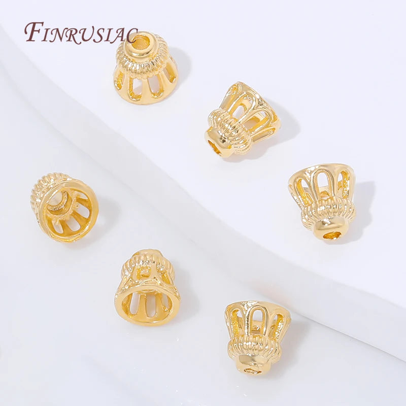 18K Gold Plated Filigree Crown Cone Bead Caps | DIY Jewelry Jewelry Bead Caps P3