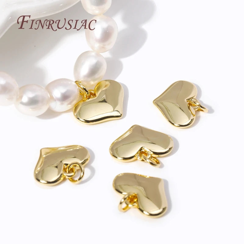 18K Gold Plated Heart Pendant Charm – DIY Brass Necklace Jewelry Pendant Charm P3