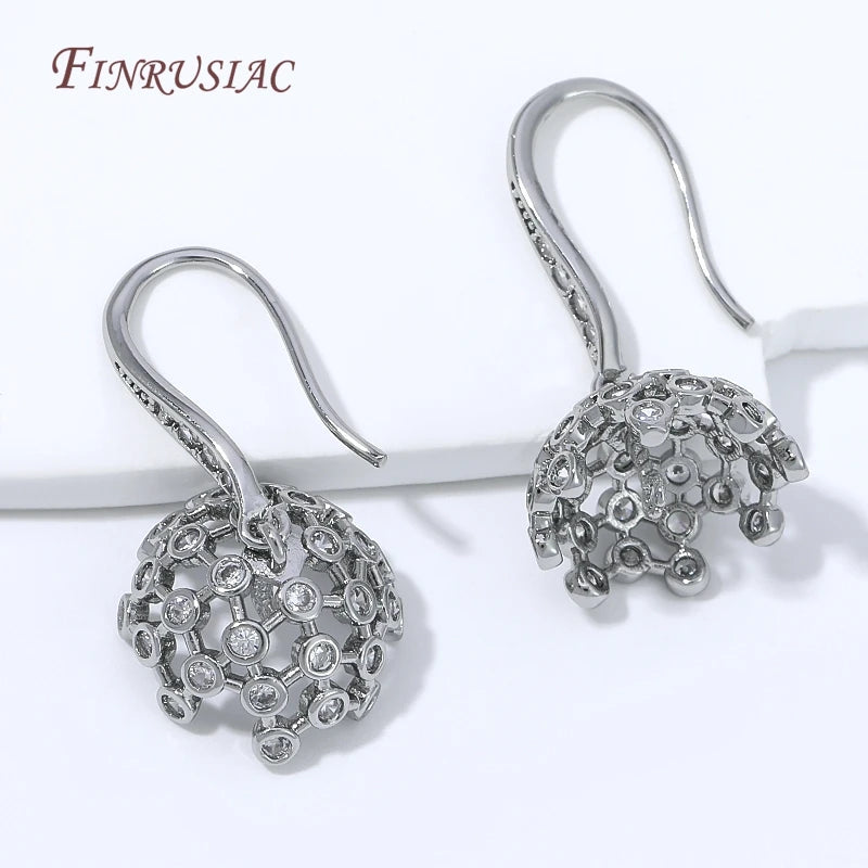 18K Gold Plated CZ Filigree Flower Ear Hooks – DIY Findings Earring Findings P3