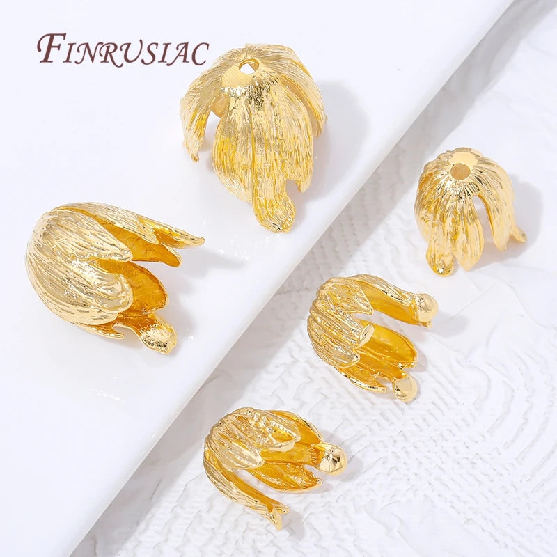 18K Gold Plated Tulip Bead Caps – Flower End Caps for DIY Jewelry Jewelry Bead Caps P3