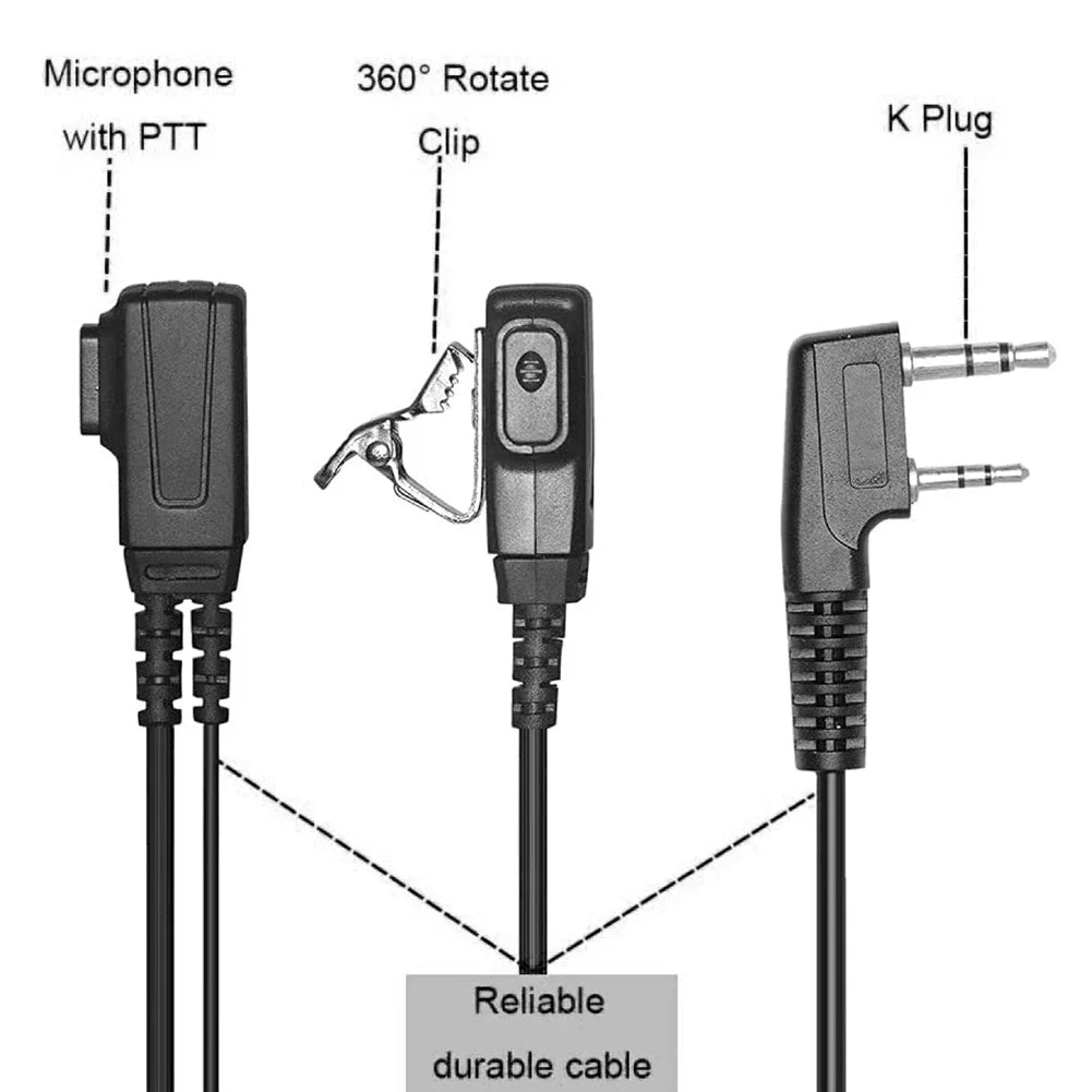 2-Pin PTT Covert Acoustic Tube Earpiece for Baofeng Kenwood Radio Earpiece Headset P3
