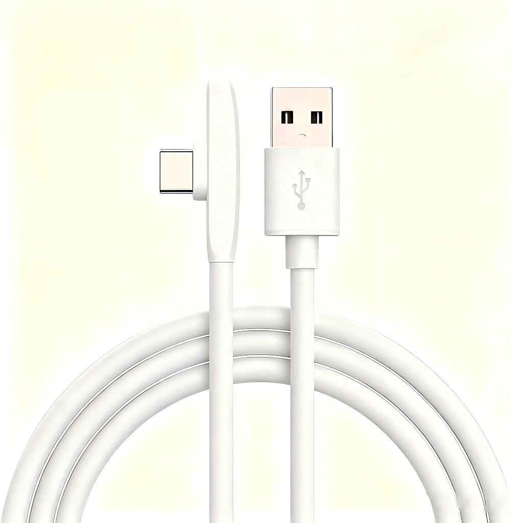 100W USB-C 90° Elbow Fast Charging Cable | 6A PD Game Cable USB-C Charging Cable P3 WH 2m