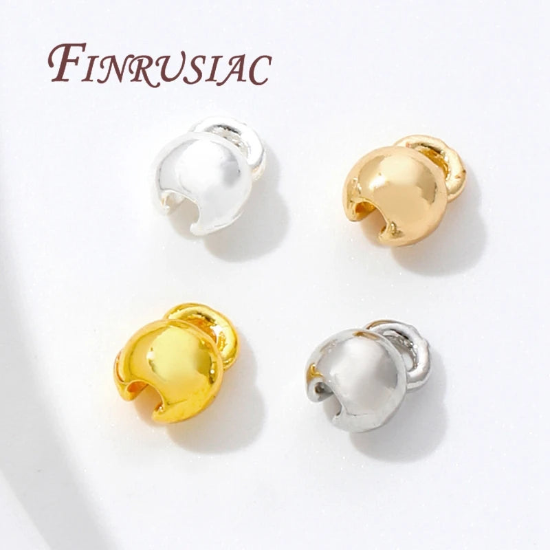 18K Gold Plated Brass Crimp Beads & Ball Chain Connectors Jewelry Findings P3
