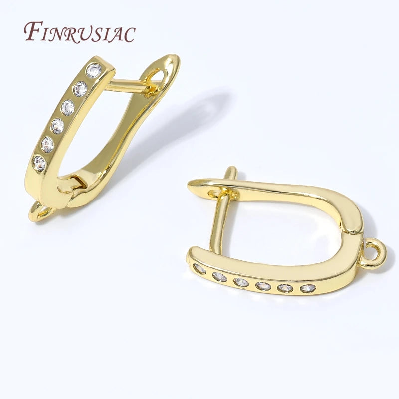 18K Gold Plated CZ Leverback Earring Findings – DIY Huggie Base Earring Jewelry Findings P3